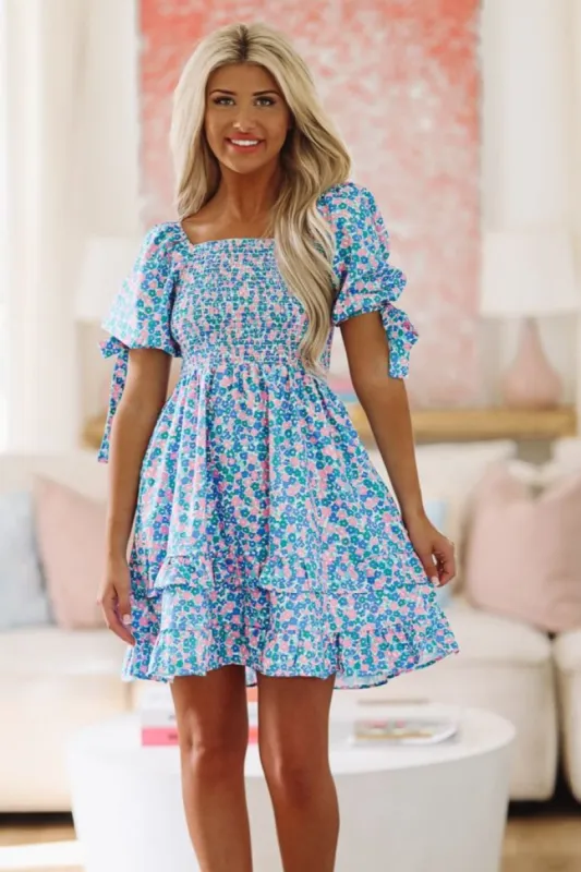 East Bay Mini Dress - Blue , Pink and Green sold by Hazel & Olive