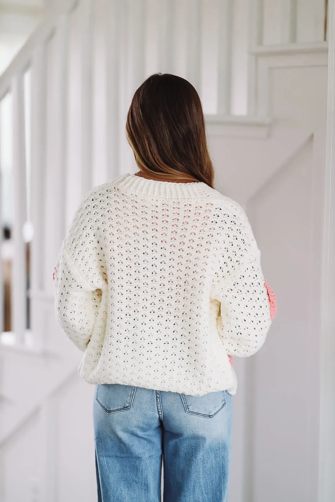 Did It Myself Bow Cardigan - White and Pink sold by Hazel & Olive product image thumbnail 2