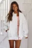 Warm & Cozy Bomber Jacket - White and Purple sold by Hazel & Olive
