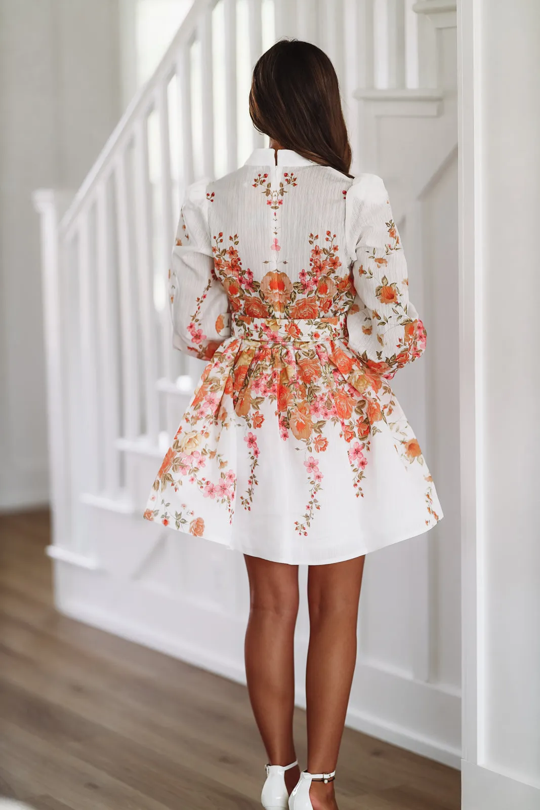 Designer Moments Mini Dress - Ivory and Orange sold by Hazel & Olive product image thumbnail 2