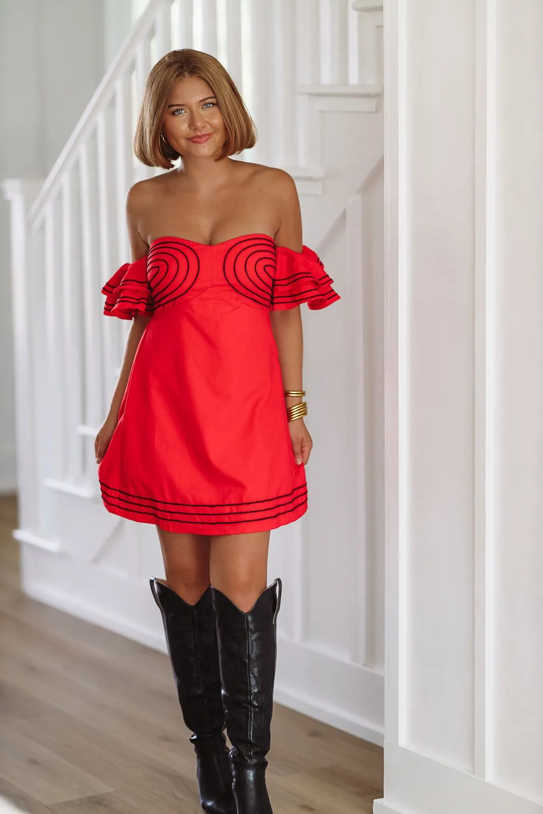 Swirling In Your Mind Mini Dress - Red and Black (FINAL SALE) sold by Hazel & Olive product image thumbnail 2