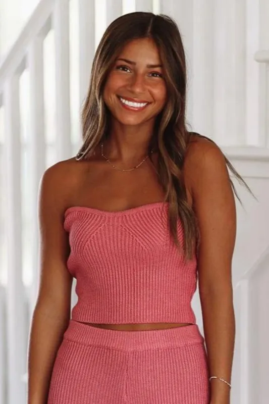Keep It Amusing Knit Bustier Top - Pink sold by Hazel & Olive