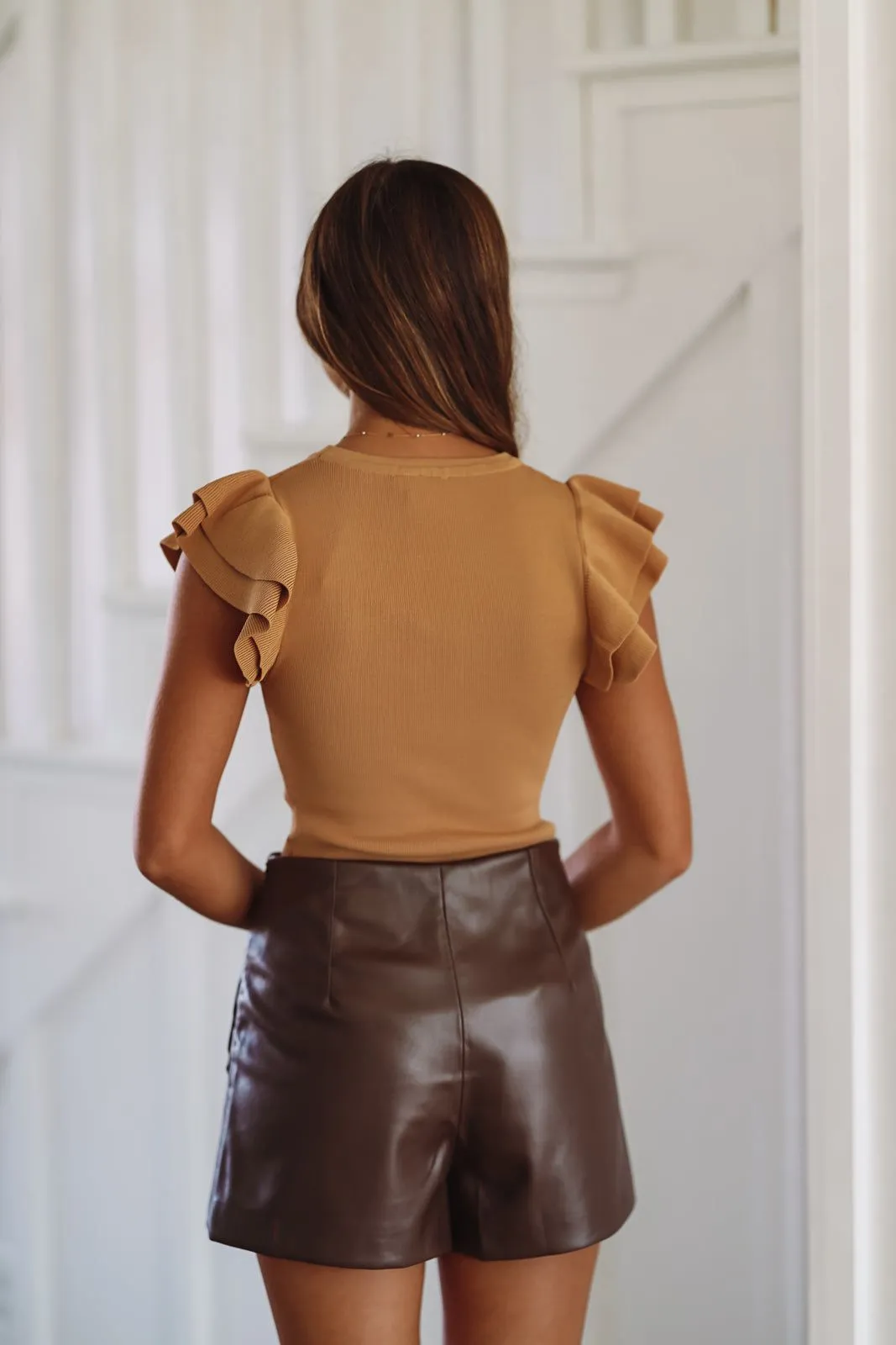 The Perfect Ruffle Bodysuit - Tan sold by Hazel & Olive product image thumbnail 3