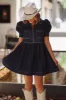 We Love It Here Denim Mini Dress - Dark Wash sold by Hazel & Olive
