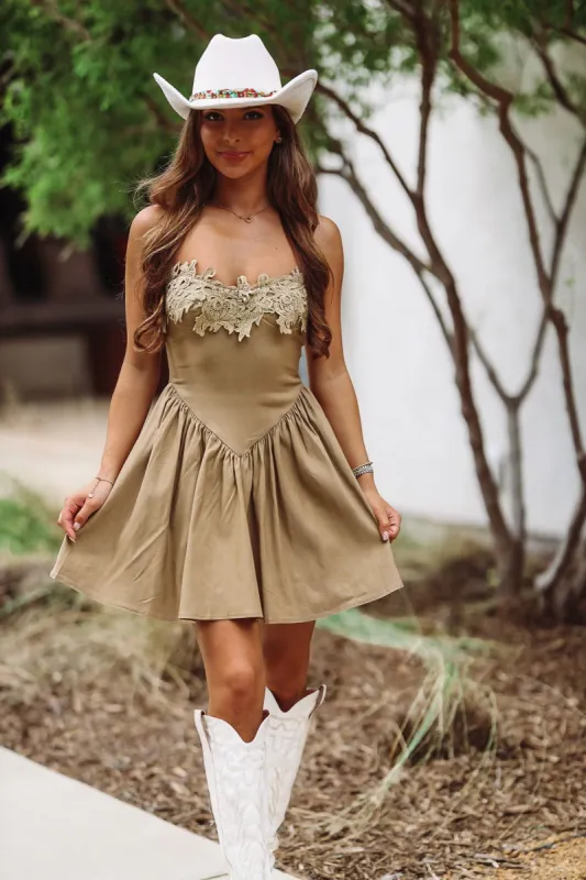 Emi Corset Mini Dress - Beige  (FINAL SALE) sold by Hazel & Olive