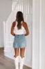Cowboys Crush Denim Mini Skirt - Medium Wash sold by Hazel & Olive