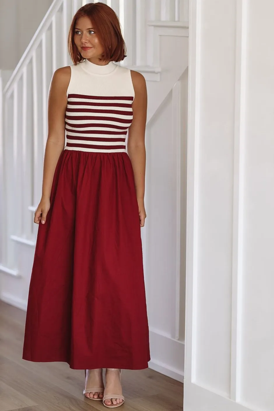 Admiring Classic Midi Dress - Burgundy sold by Hazel & Olive