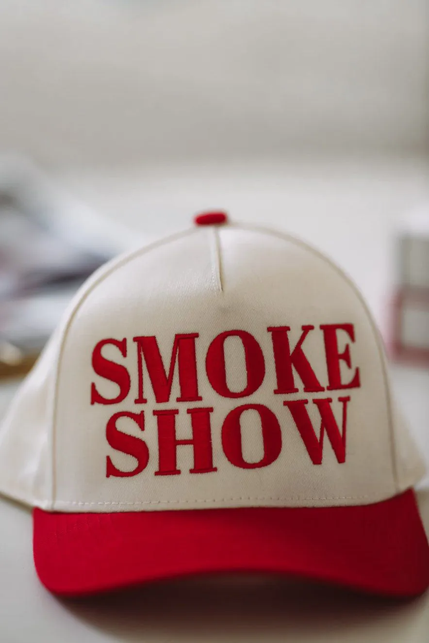Smoke Show Snapback Hap - Red and Cream sold by Hazel & Olive