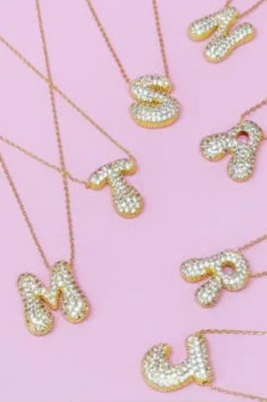 Let Me Sparkle Bubble Letter Necklace - Gold sold by Hazel & Olive