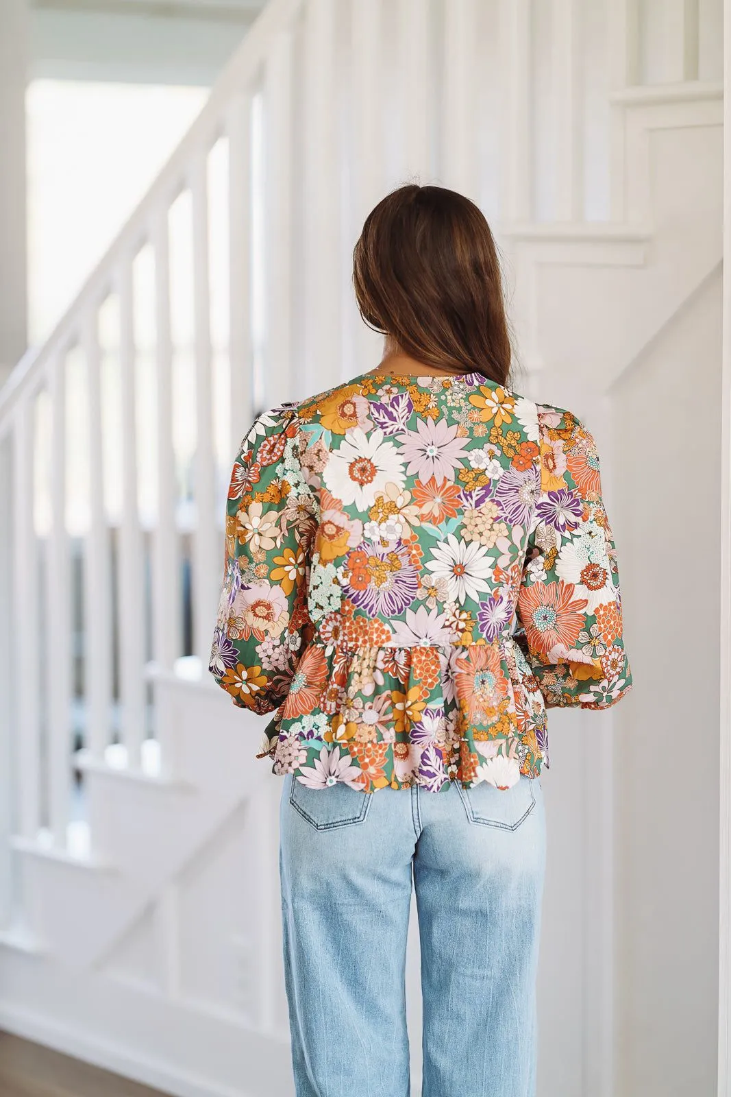 Fall Floral Harvest Bow Top - Purple, Rust, Yellow, Green sold by Hazel & Olive product image thumbnail 3