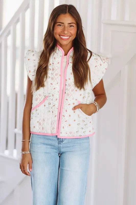 One More Crush Quilted Vest - Pink sold by Hazel & Olive