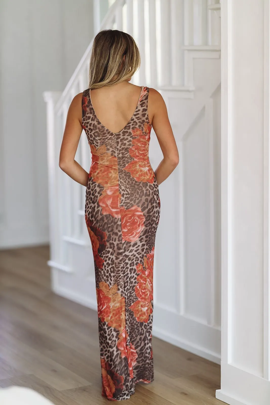 I'm Telling You Leopard Maxi Dress Gown - Brown sold by Hazel & Olive product image thumbnail 3