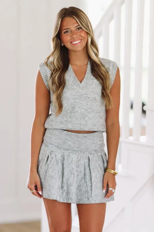 Cute Allure Knit Vest Top - Grey sold by Hazel & Olive
