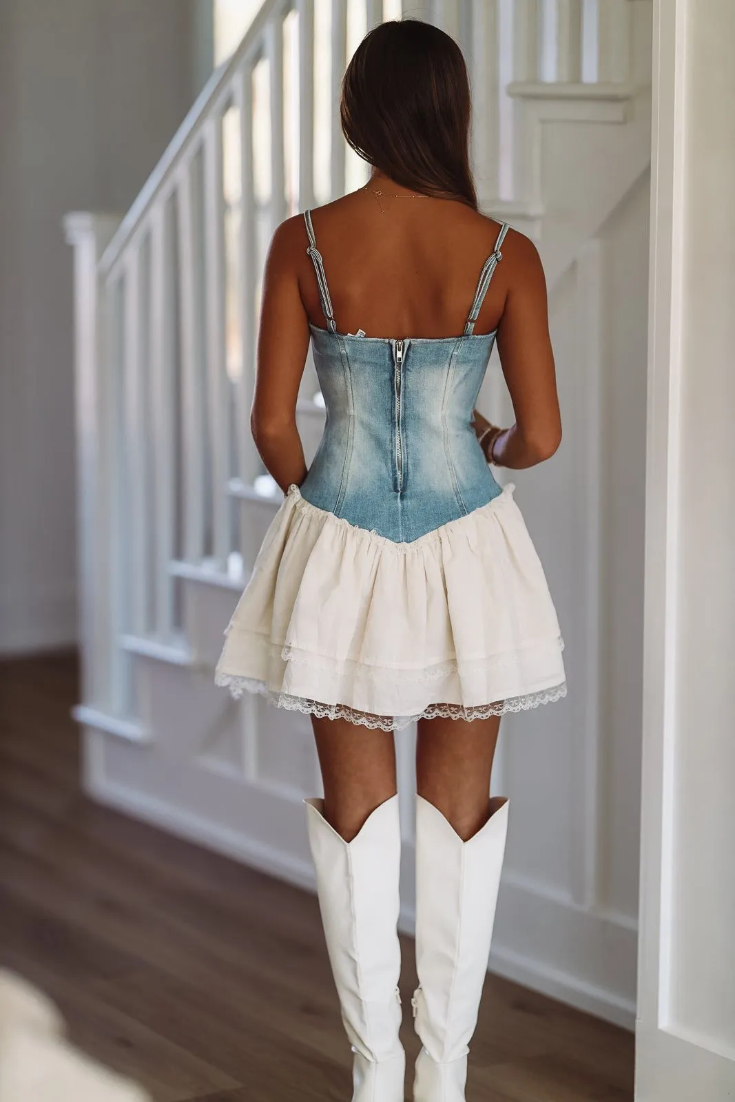 Crowley Corner Mini Dress - Denim and Ivory sold by Hazel & Olive product image thumbnail 3