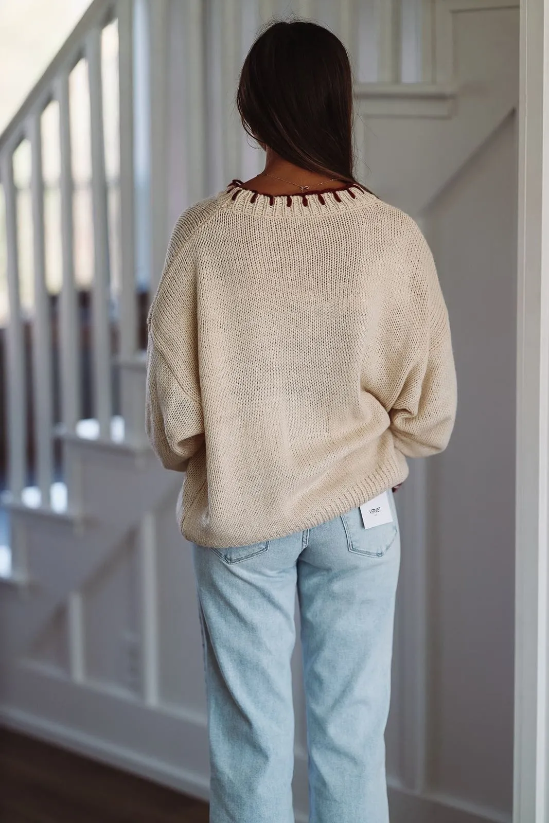 Bowtacular Sweater - Tan and Burgundy sold by Hazel & Olive product image thumbnail 3