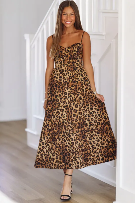 Crushin' Hearts Midi Dress - Black and Brown sold by Hazel & Olive