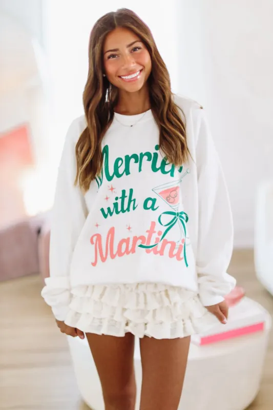 Merrier With a Martini Sweatshirt - Cream sold by Hazel & Olive