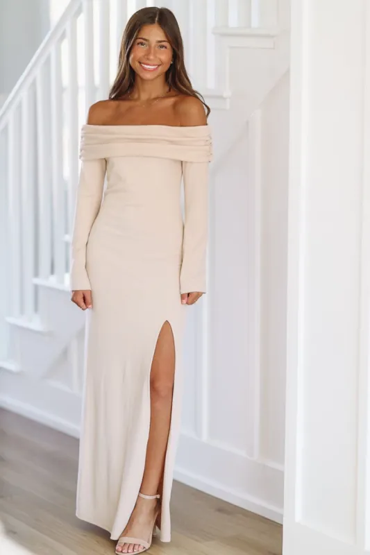 Gentle Reminder Knit Maxi Dress - Beige sold by Hazel & Olive