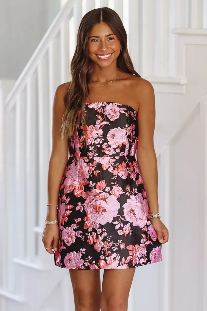 Fashionably Late Mini Dress - Black, Pink and Purple sold by Hazel & Olive