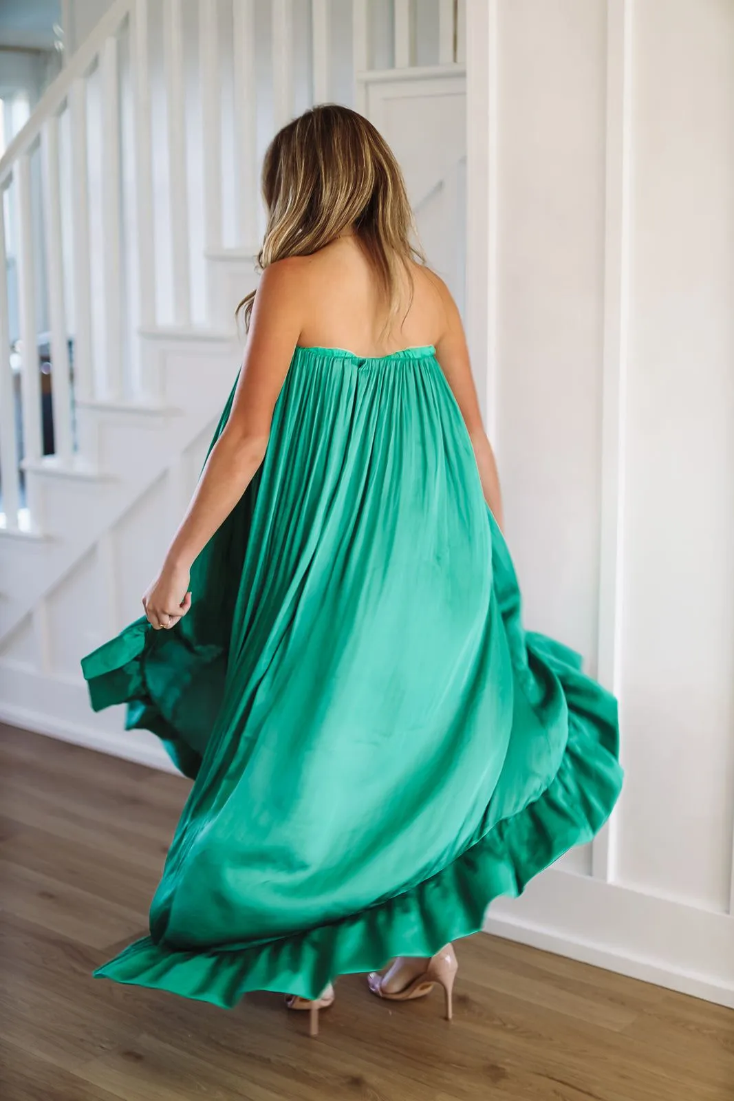 Say What You Will High Low Satin Dress - Green sold by Hazel & Olive product image thumbnail 4