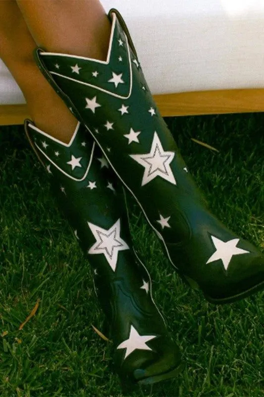 Star Cowboy Boots - Green (FINAL SALE) sold by Hazel & Olive