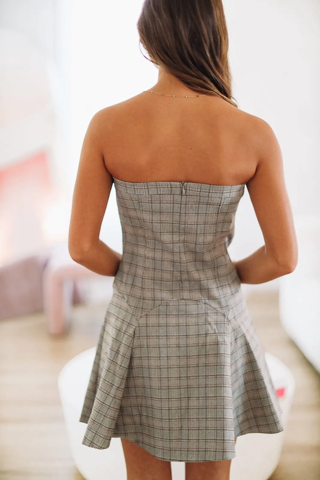 Stealing Kisses Mini Dress - Taupe and Black sold by Hazel & Olive product image thumbnail 3