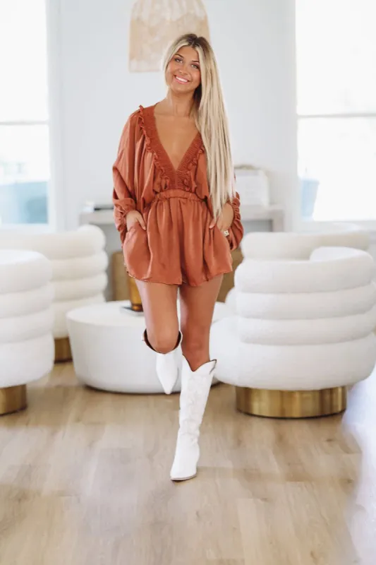 Hand in Hand Romper - Mocha Bronze sold by Hazel & Olive