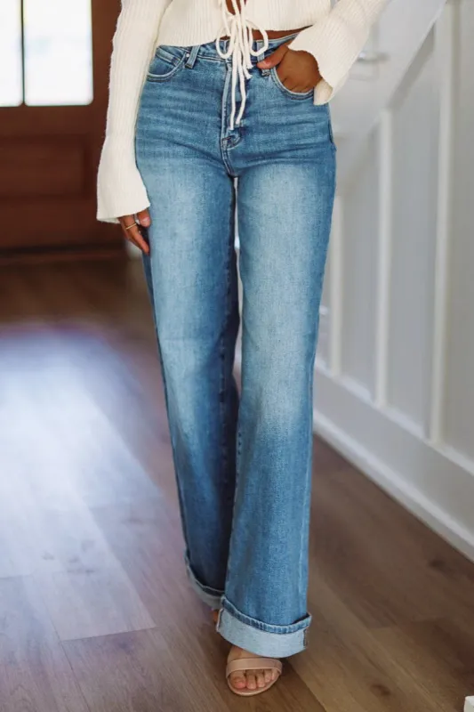 Tummy Control Risen High Rise Jeans - Medium Wash sold by Hazel & Olive