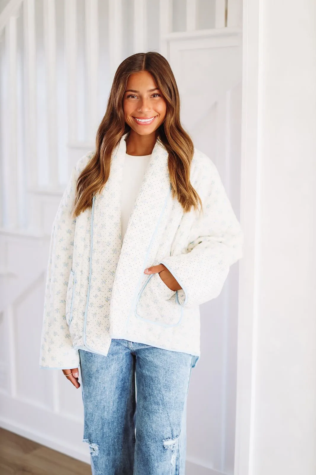 Worth Celebrating Quilted Jacket - Blue sold by Hazel & Olive product image thumbnail 2