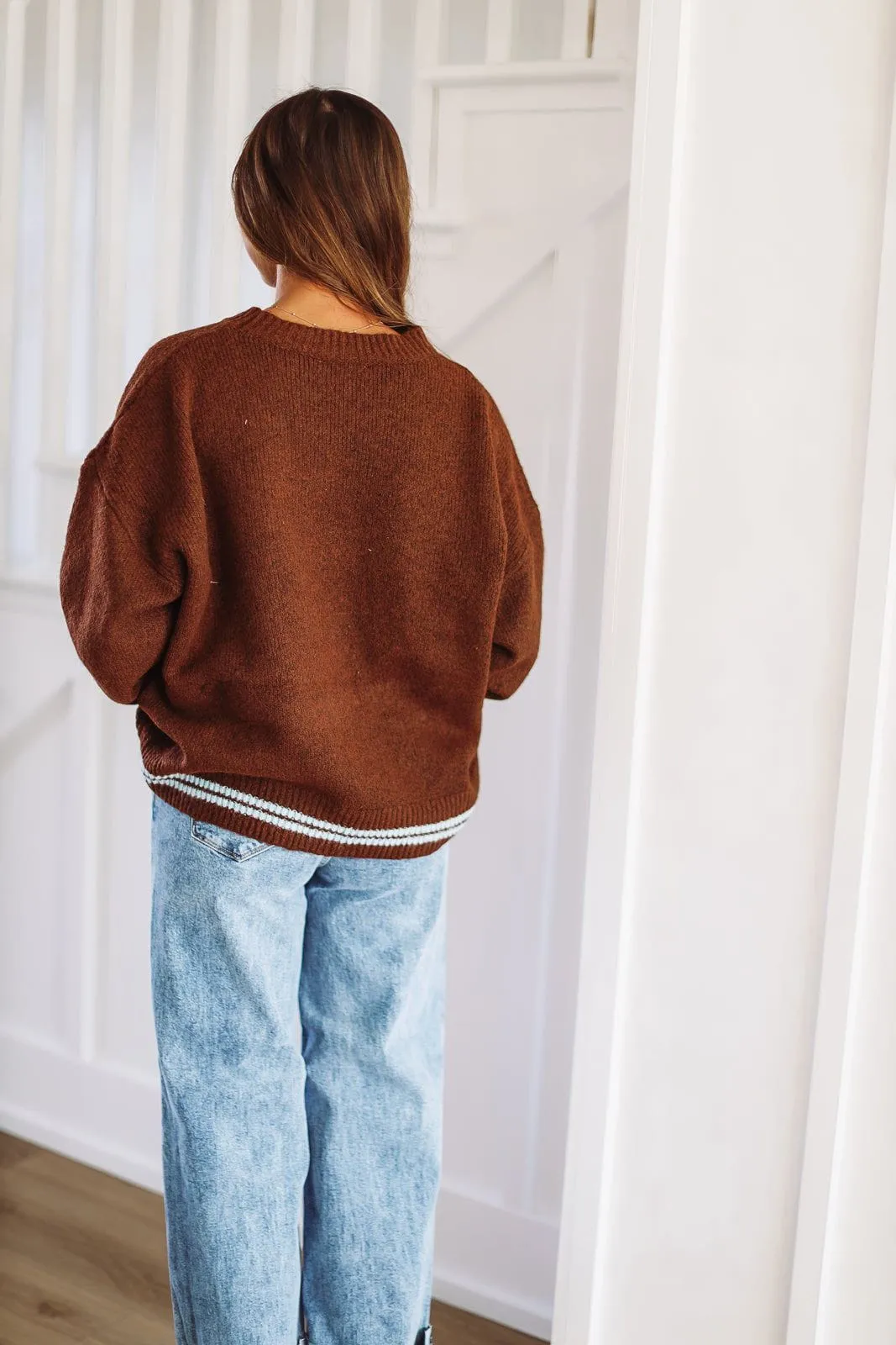 See You, Cowboy! Sweater - Brown and Blue sold by Hazel & Olive product image thumbnail 3