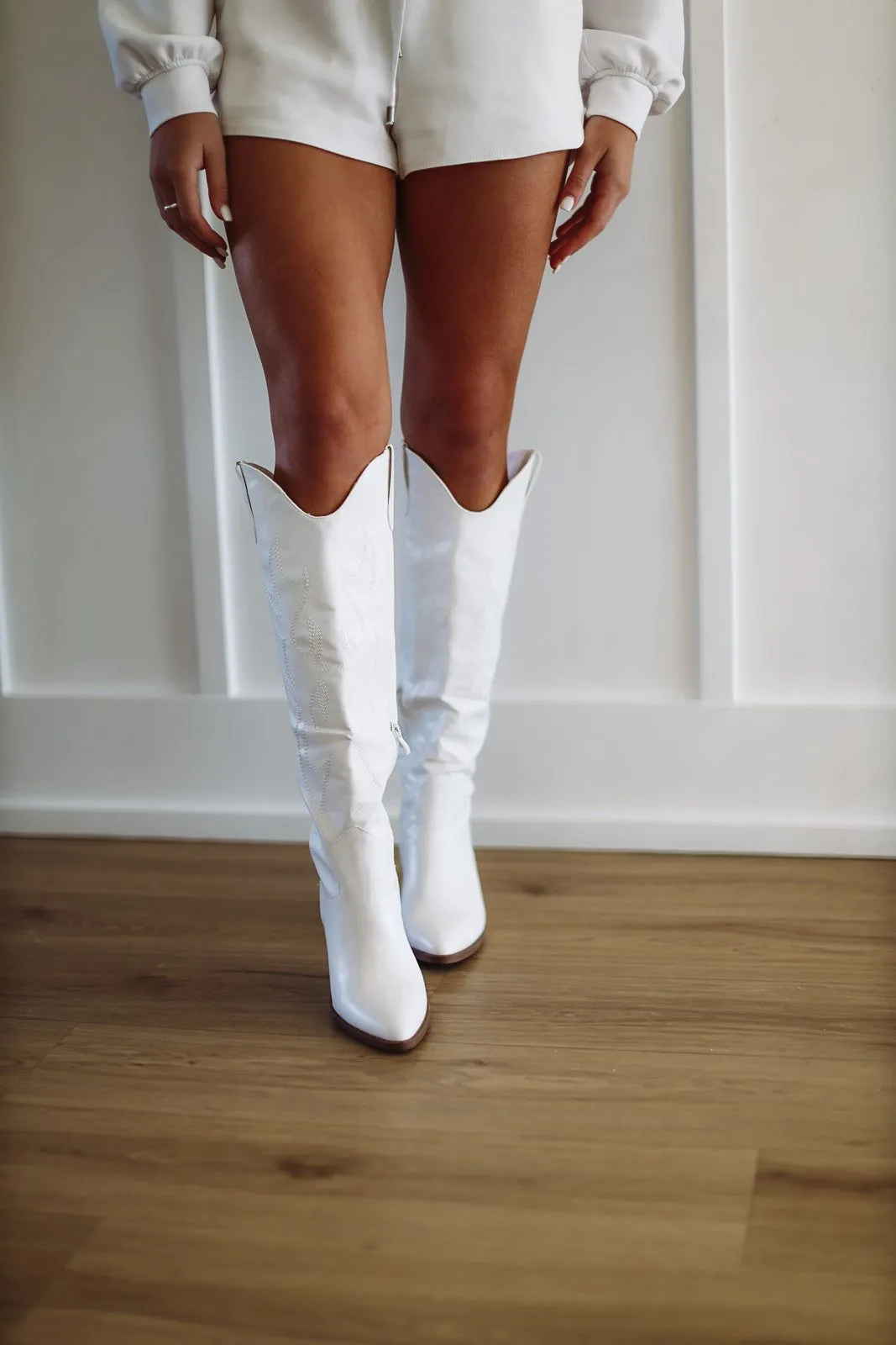 Here For a Good Time Cowboy Boots - White sold by Hazel & Olive product image thumbnail 3