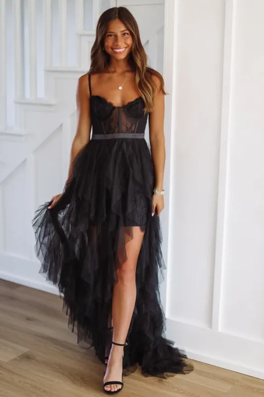 The Bradshaw Maxi Gown Dress - Black sold by Hazel & Olive
