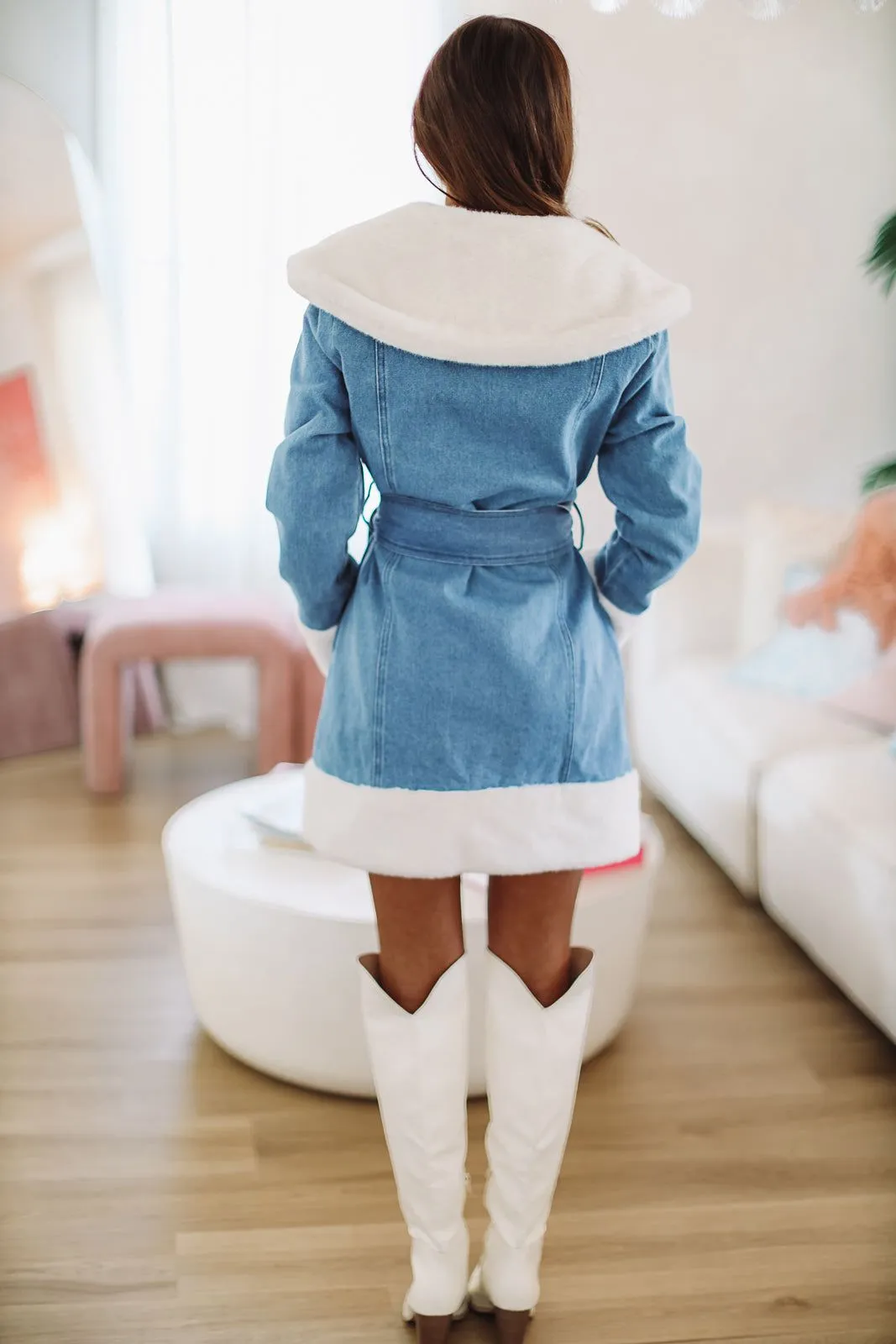 Staying Chic Denim and Faux Fur Coat - Medium Wash sold by Hazel & Olive product image thumbnail 3