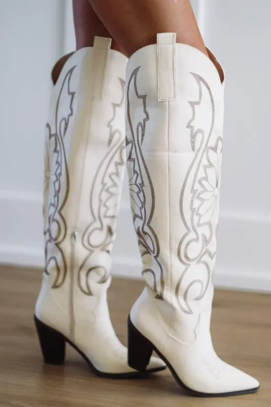 Hit The Dance Floor Western Cowboy Boots - Ivory sold by Hazel & Olive