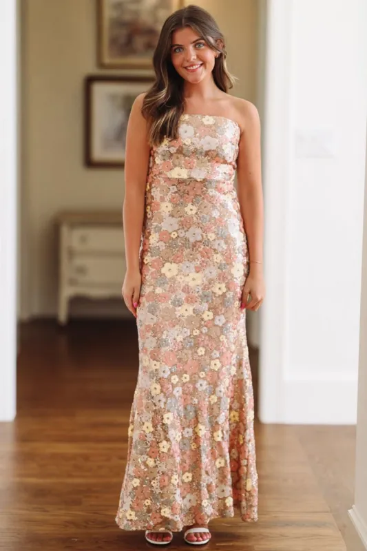 Think I'm in Love Maxi Dress - Rose Gold sold by Hazel & Olive