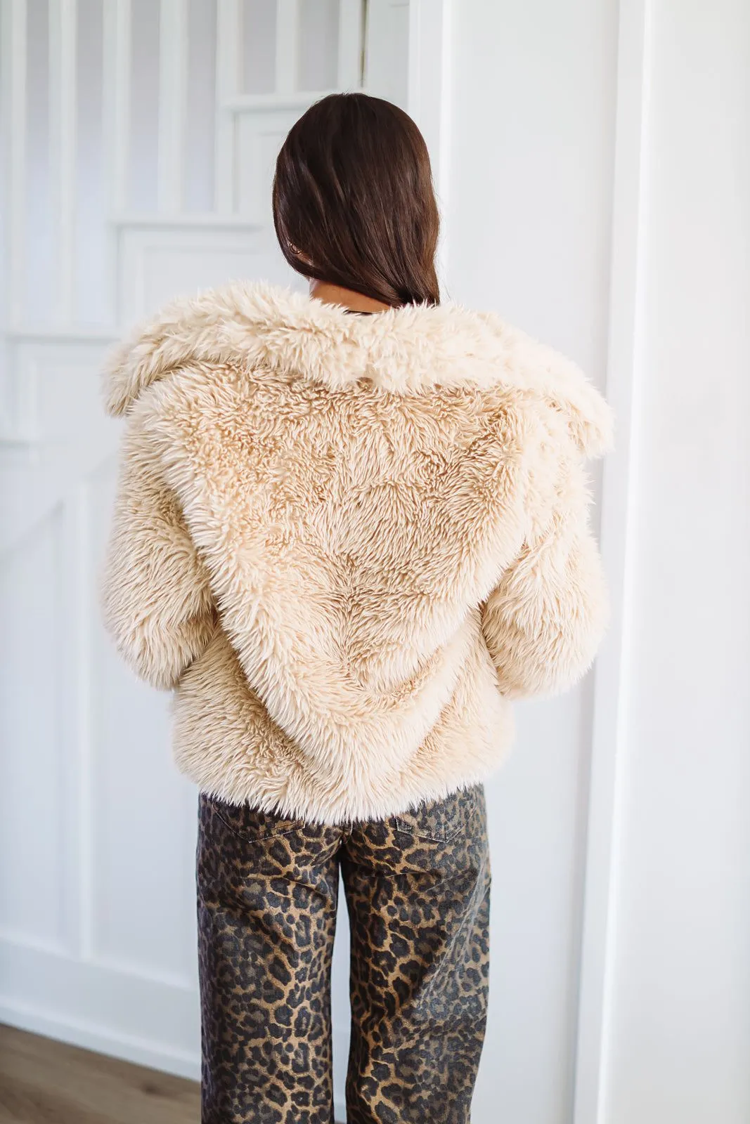 Chinchilly Faux Fur Jacket - Khaki sold by Hazel & Olive product image thumbnail 3