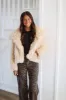 Chinchilly Faux Fur Jacket - Khaki sold by Hazel & Olive