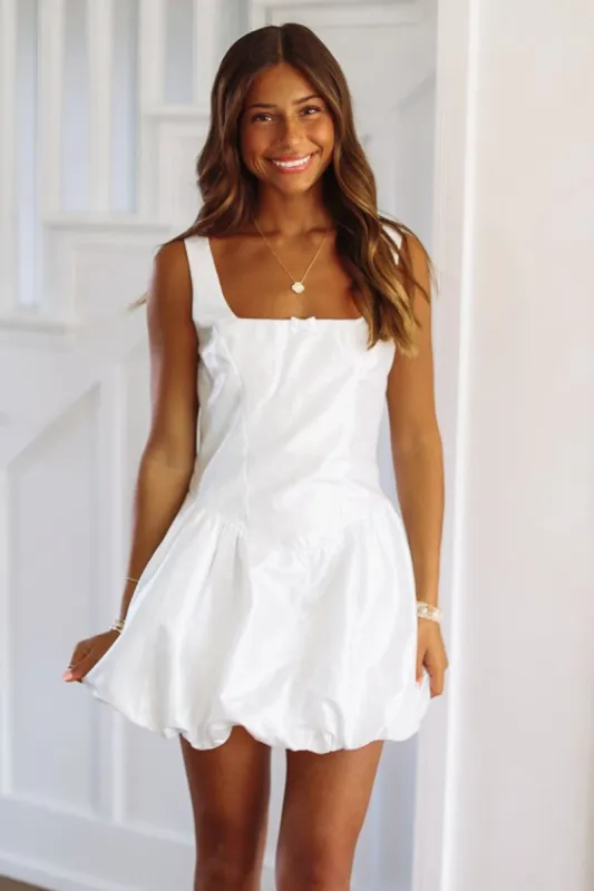 Tell Them About Me Mini Dress - Silver White sold by Hazel & Olive