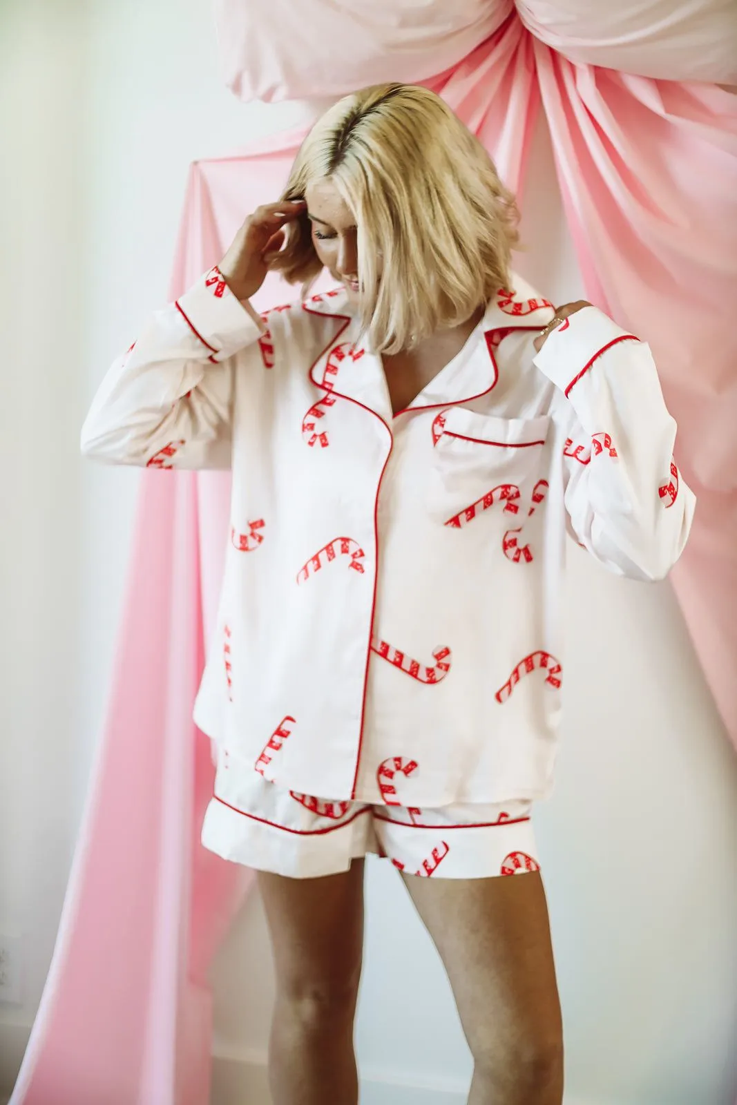 Candy Cane Lane Pajama Set - Pink and Red sold by Hazel & Olive product image thumbnail 3