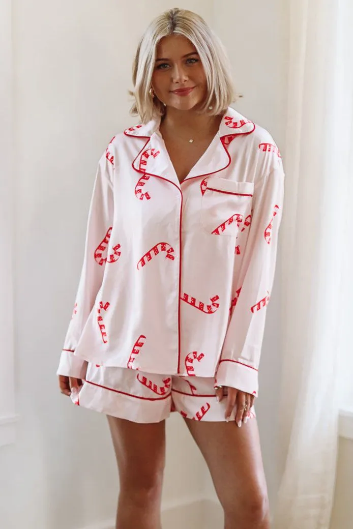 Candy Cane Lane Pajama Set - Pink and Red sold by Hazel & Olive