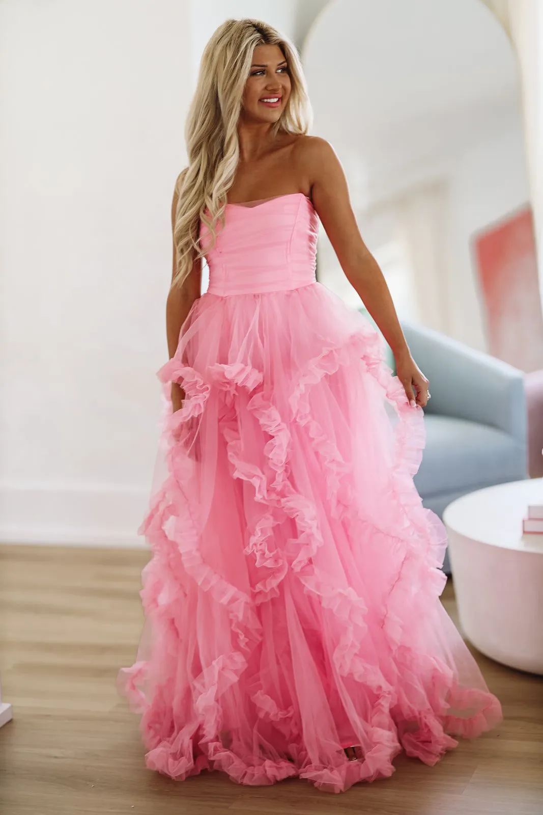 Wrapped up in Pink Maxi Gown - Pink sold by Hazel & Olive