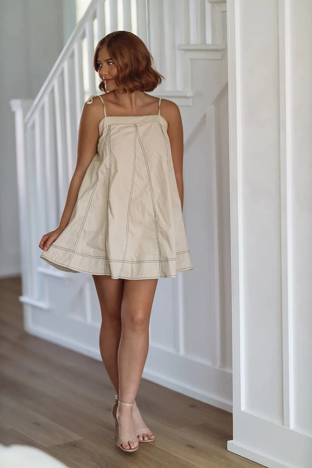 Play My Favorite Song Mini Dress - Taupe sold by Hazel & Olive product image thumbnail 2