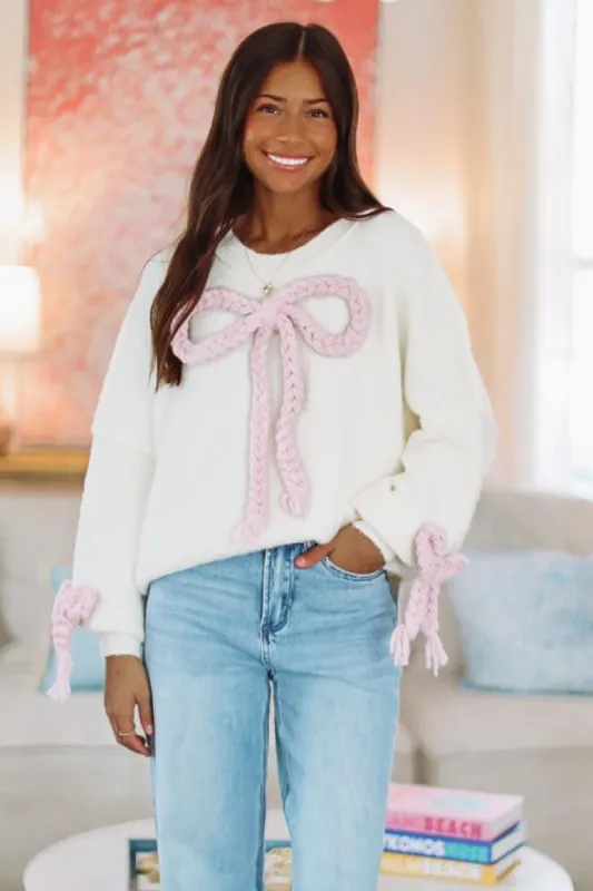 Clara's Bow Sweater - Cream sold by Hazel & Olive