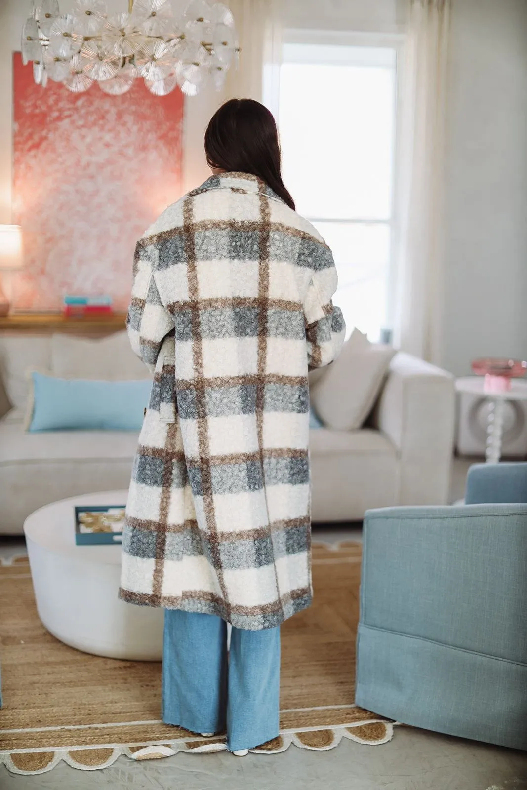 On a Dusty Road Coat - Cream, Blue and Brown sold by Hazel & Olive product image thumbnail 3