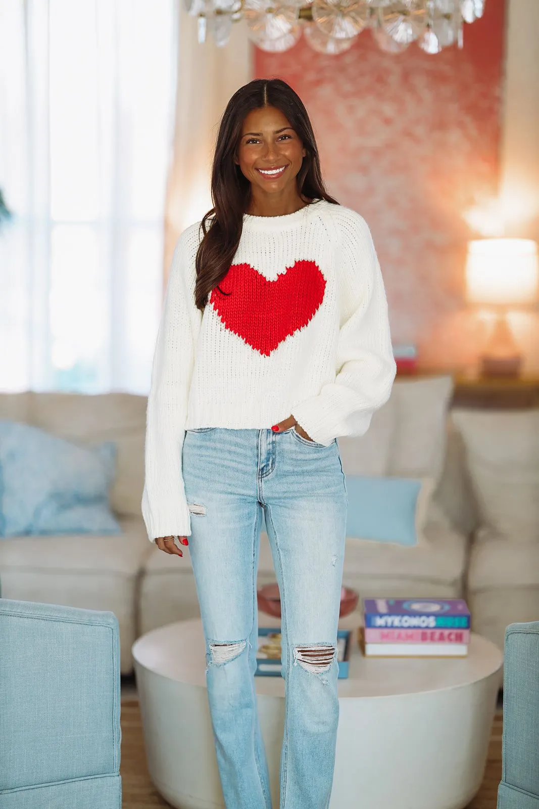 My Heart Crop Sweater - White sold by Hazel & Olive product image thumbnail 2