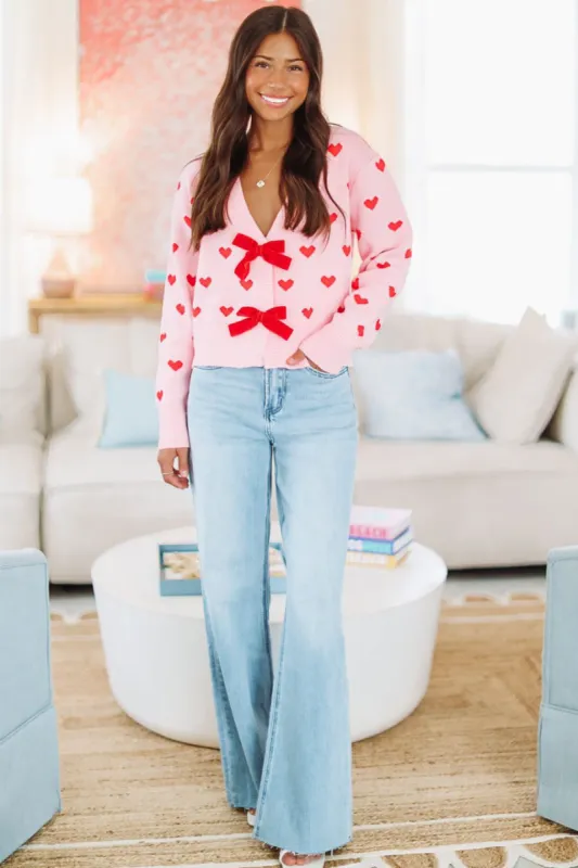 Loving Muse Bow Sweater - Pink and Red sold by Hazel & Olive