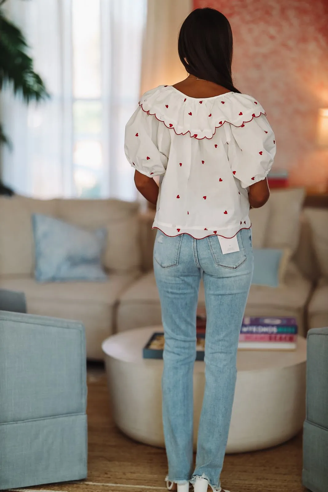 All Hearts About It Crop Top - White and Red sold by Hazel & Olive product image thumbnail 3