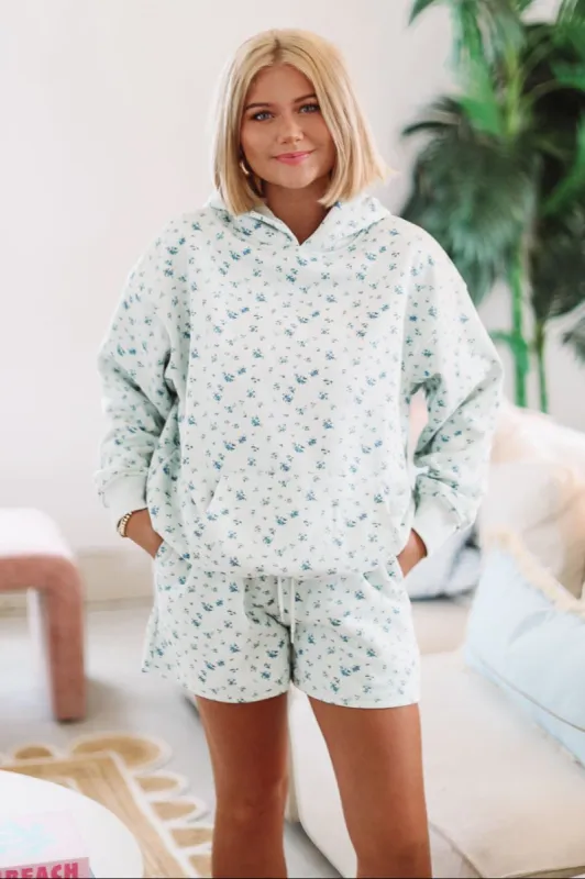 Tiny Flowers Sweat Shorts - Mint sold by Hazel & Olive