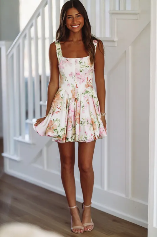 Cutest Date Mini Dress - White Blush sold by Hazel & Olive
