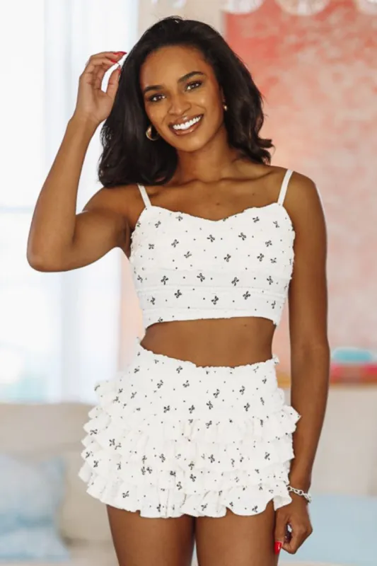 Endless Ribbons Cropped Top - Ivory  (FINAL SALE) sold by Hazel & Olive